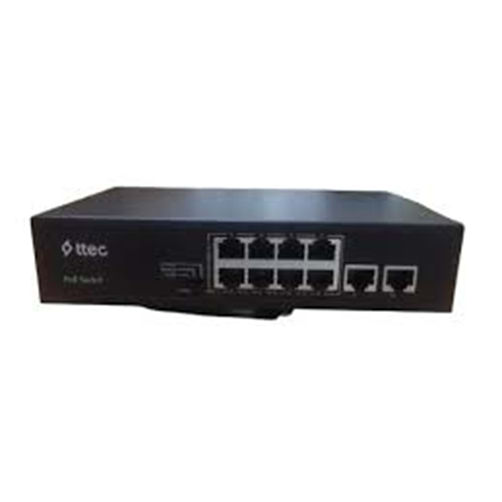 Ttec 10120P 8 Portlu, 10/100 Fast Ethernet, Tak Çalıştır Switch, 2 Fast Ethernet Uplink, 8 Port PoE+ (120W) (TSS)