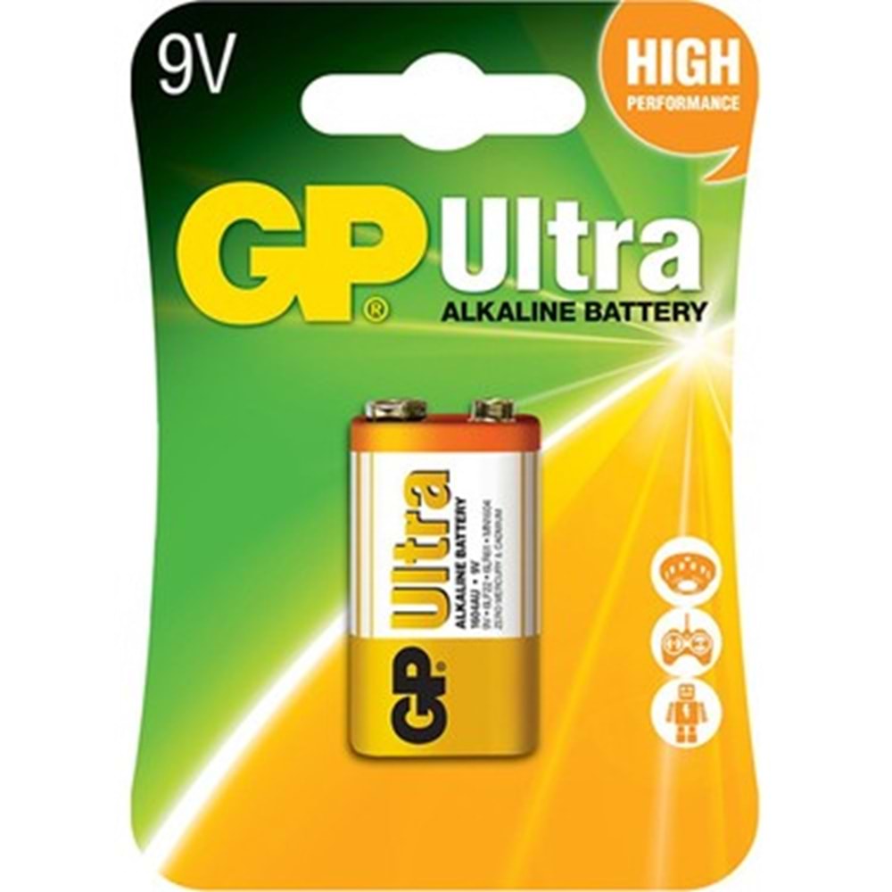 GP 1604AU-5TR1 ULTRA ALKALIN 9 VOLT TEKLİ PİL (6LF22/6LR61/6LP3146/MN1604)