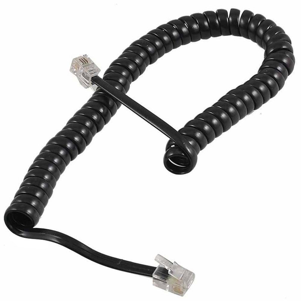 Telefon Spiral Kablo Siyah 4P/4C