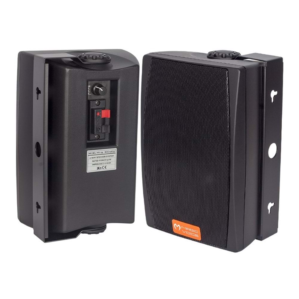 Magicvoice MV-24 13 Cm Siyah 50 Watt 2 Yollu Sütun Hat Trafolu Hoparlör 2'li Takım