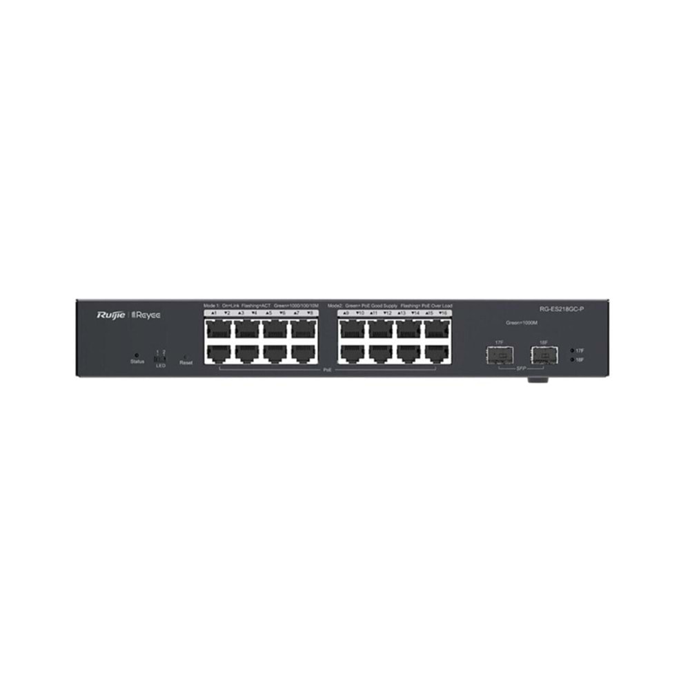 Reyee RG-ES218GC-P 16 Portlu 10/100/1000 Gigabit Yönetilebilir Switch 2 Sfp+16 Port Poe