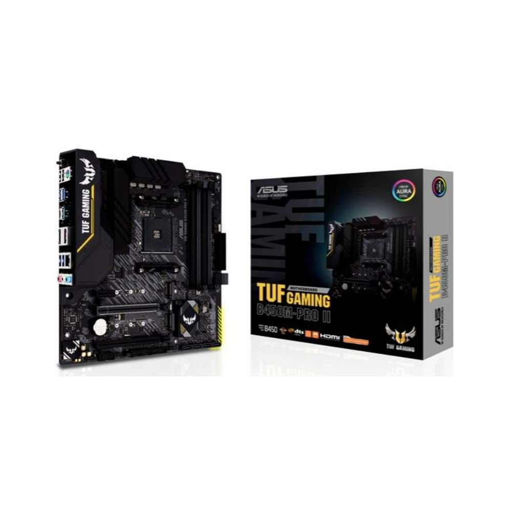 ASUS TUF GAMING B450M-PRO II AMD B450 AM4 DDR4 4400 DP HDMI Çift M2 USB3.2 AURA RGB