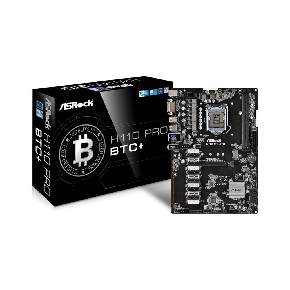 ASRock H110 PRO BTC+ Intel LGA1151 H110 DDR3 1600 Mhz MicroATX Anakart