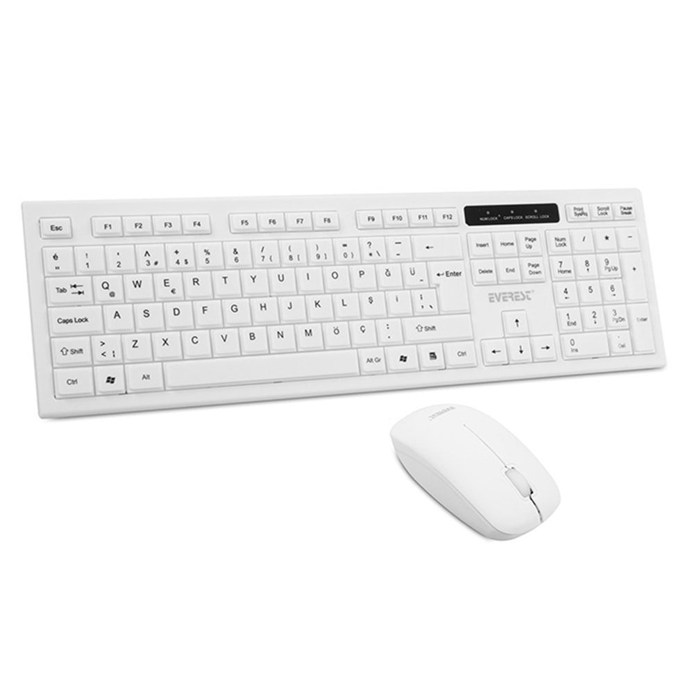 Everest KM-6121 Beyaz Kablosuz Q Slim Klavye + Mouse Set
