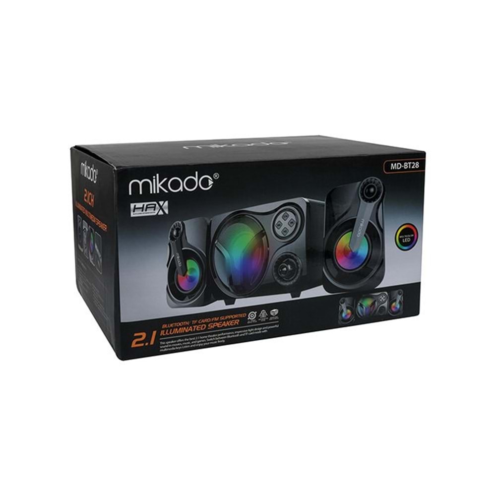 Mikado MD-BT28 5W+3W×2 BT,TF Card,USB, FM Radyo Siyah Led Işıklı Speaker