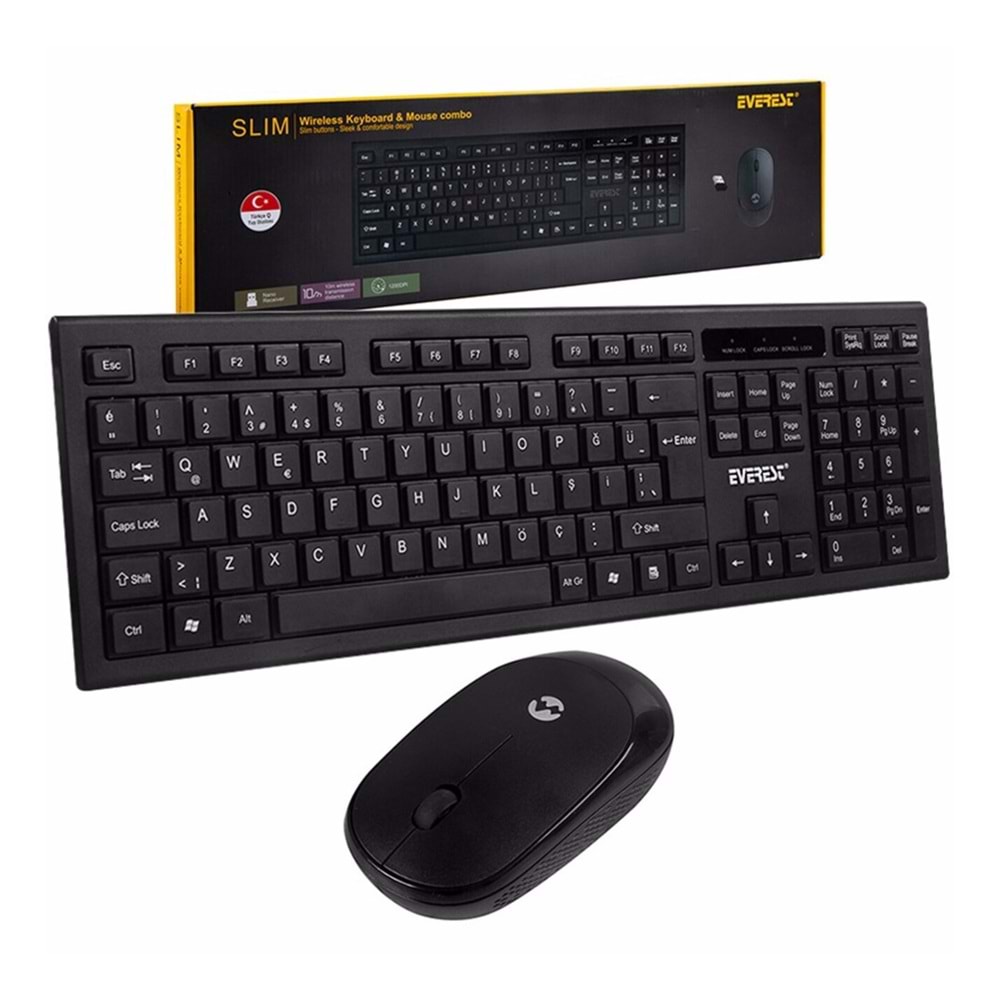 Everest Km-6121 Siyah Kablosuz Wireless Q Slim Klavye Mouse Set