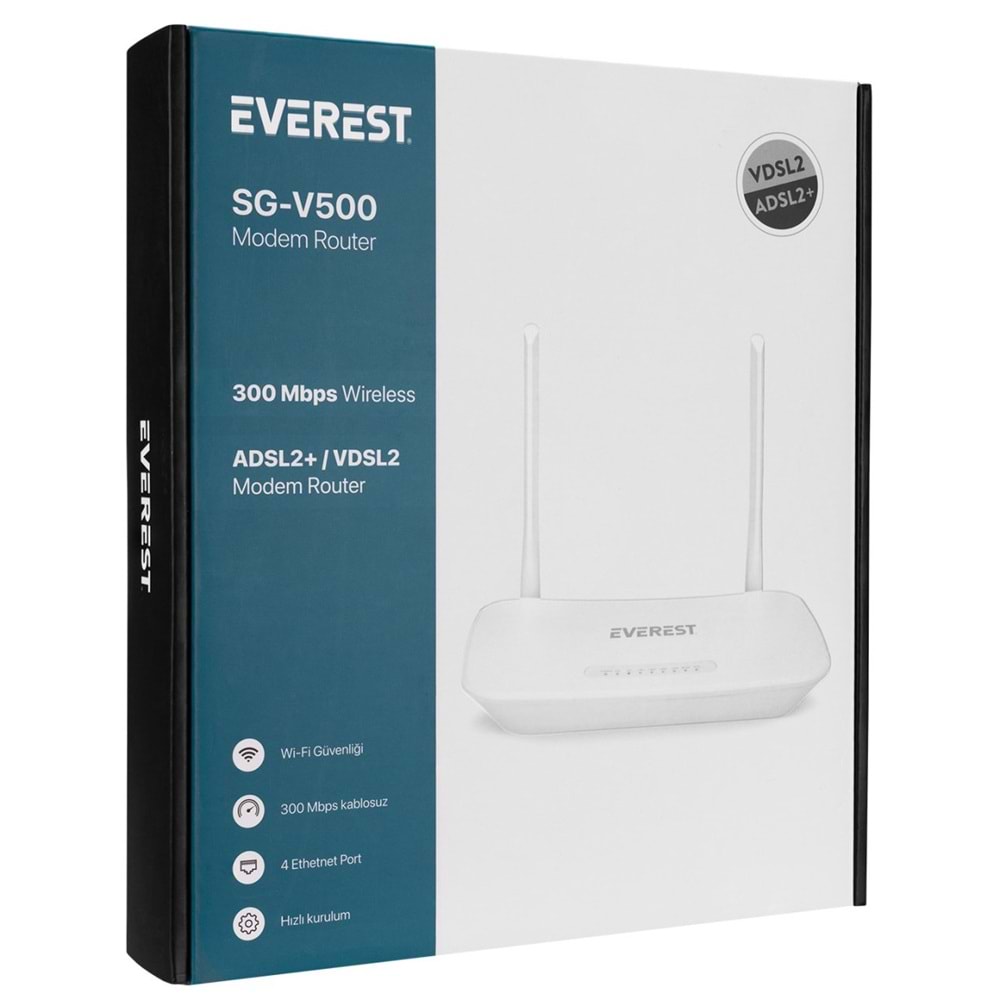 Everest SG-V500 2.4GHz 300Mbps Kablosuz VDSL2/ADSL2+ Modem Router