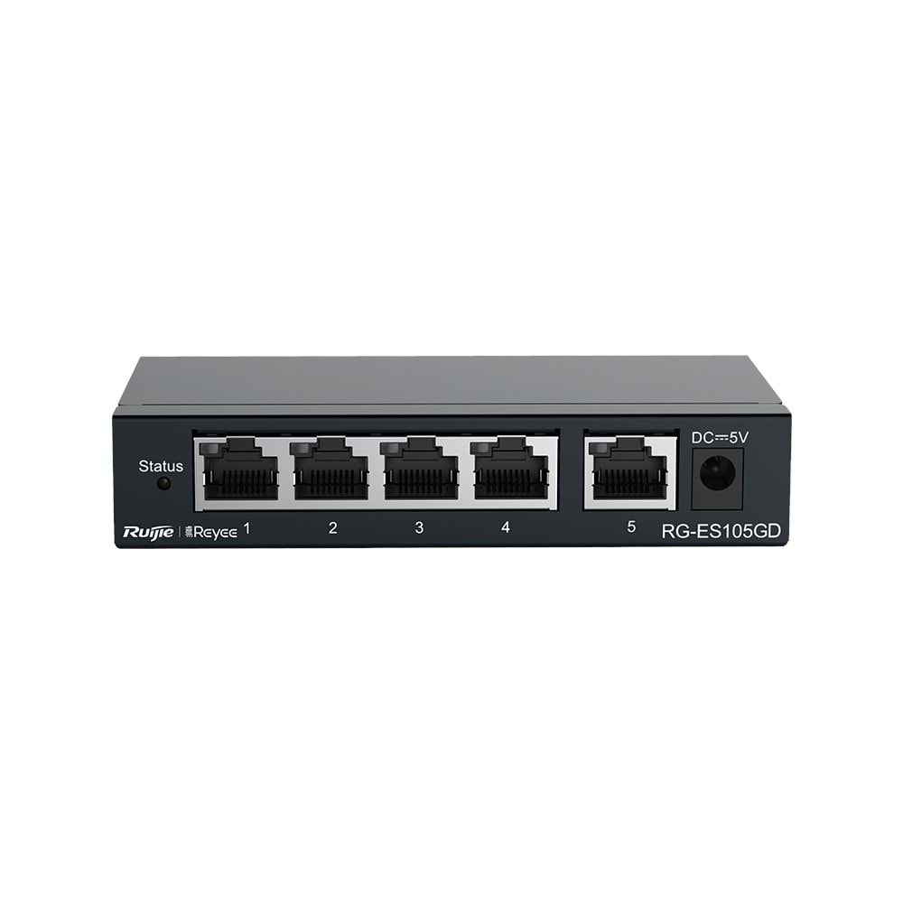 Reyee RG-ES105D 5 Portlu, 10/100 Fast Ethernet, Tak Çalıştır Switch, Metal Kasa