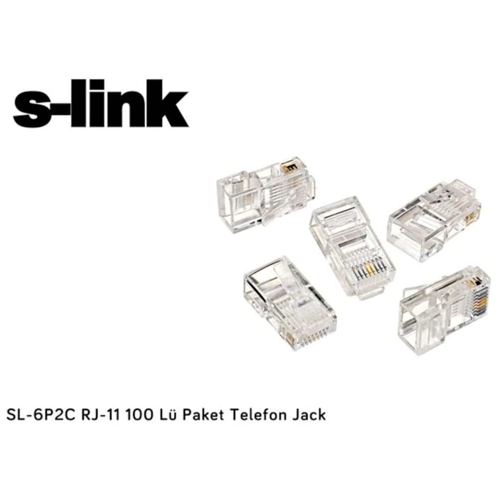 S-link SL-6P2C RJ-11 100 Lü Paket Telefon Jack