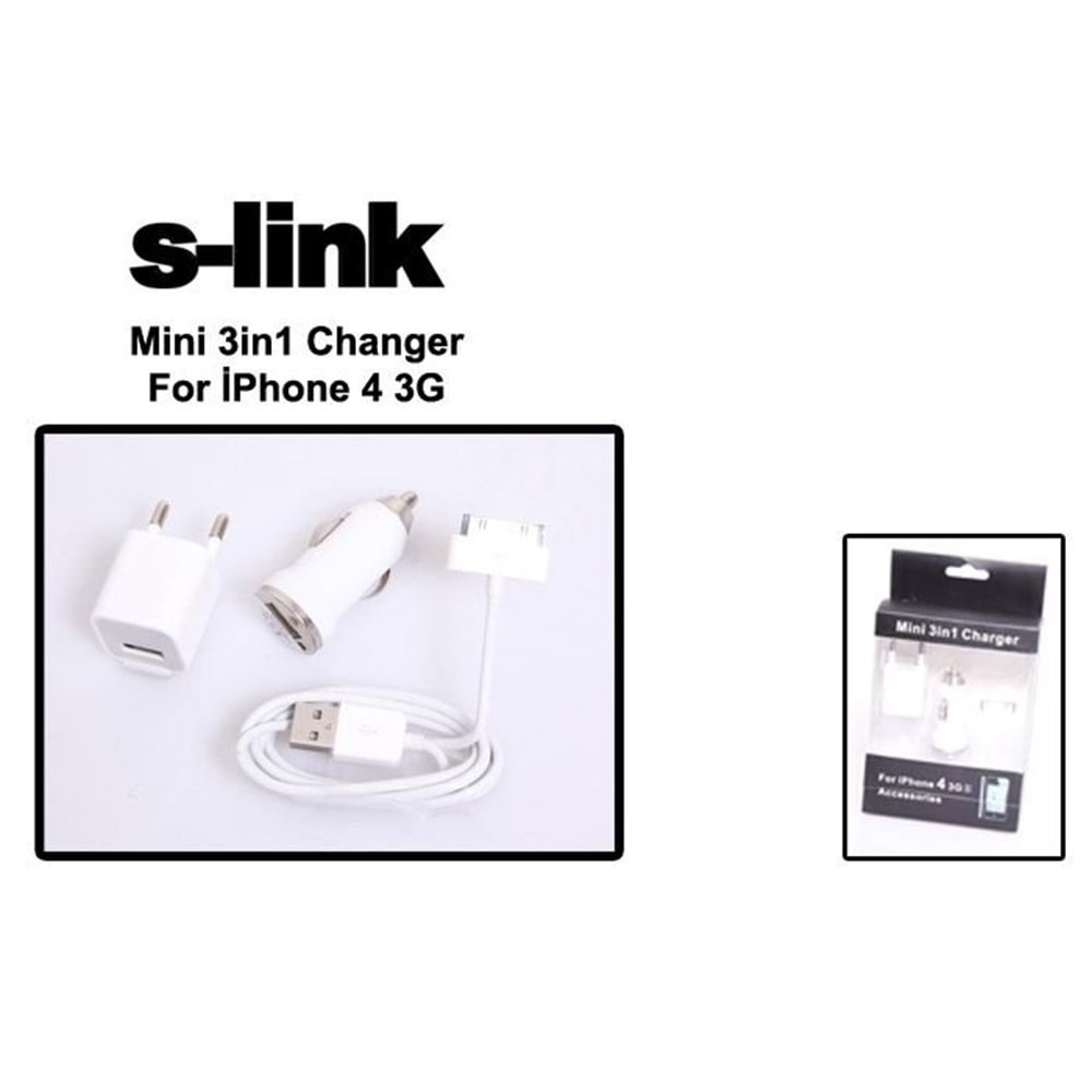 S-link SLX-44A 3G/3GS/4G Mini 3 in 1 Şarj