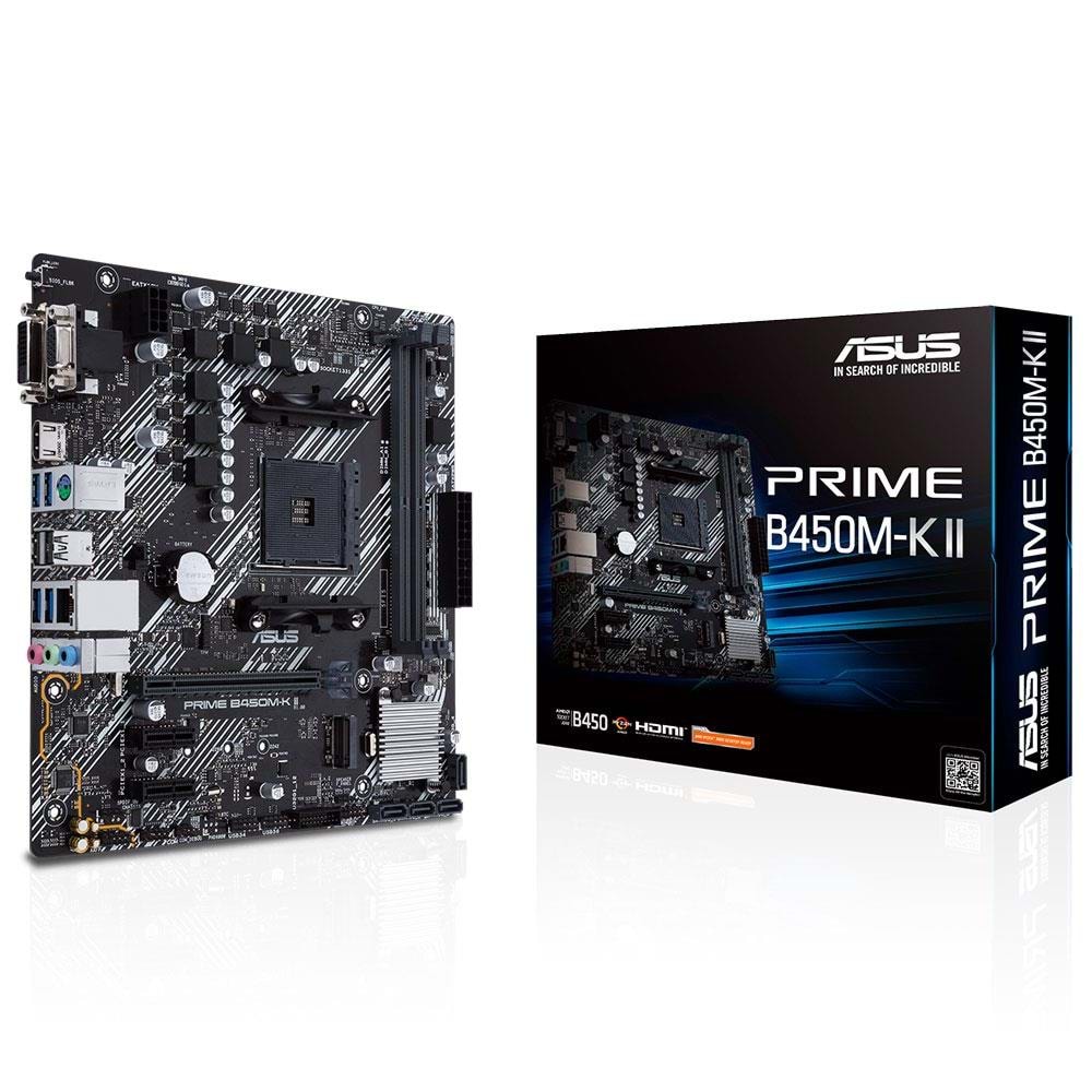 Asus PRIME B450M-K II DDR4 4400 HDMI DVI VGA M2 USB3.2 mATX BIOS Flashback