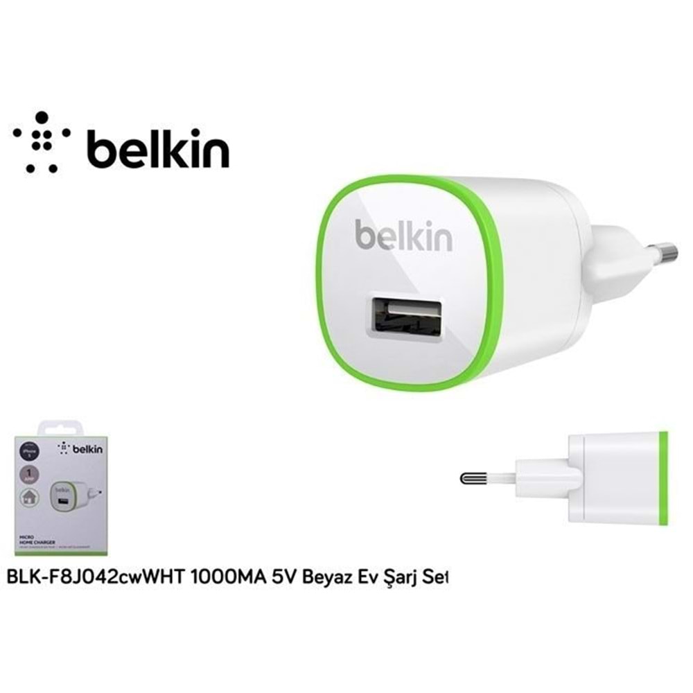 Belkin BLK-F8J042cwWHT 1000MA 5V beyaz Ev Şarj Seti