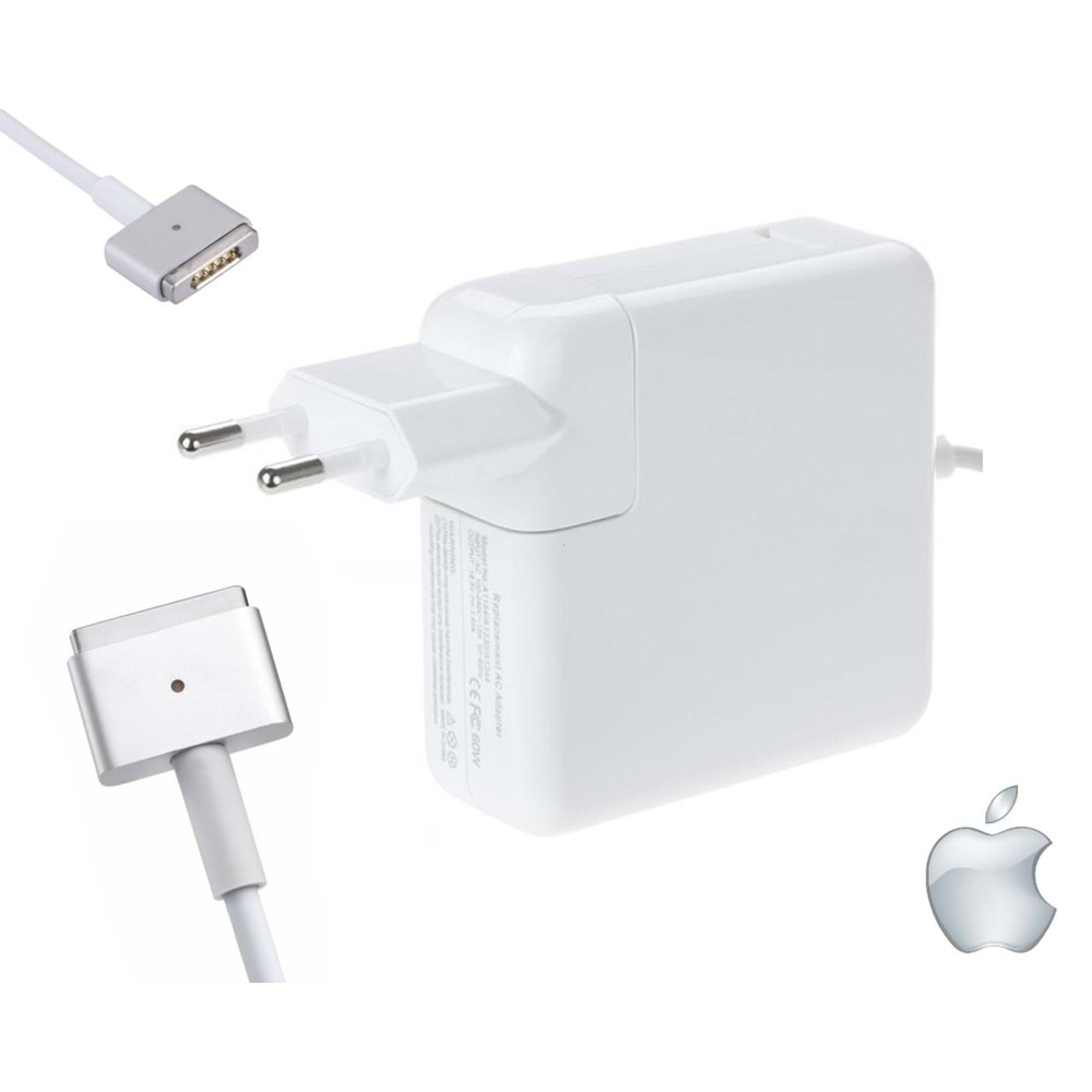 Compaxe CLAP-303 Apple Macbook Pro 60W MagSafe Şarj Aleti...Yüksek Verimli 16.5V 3.65A 60W Old L Type Konnektörlü Kolay Taşınabilir Tasarım Apple Şarj Adaptörü