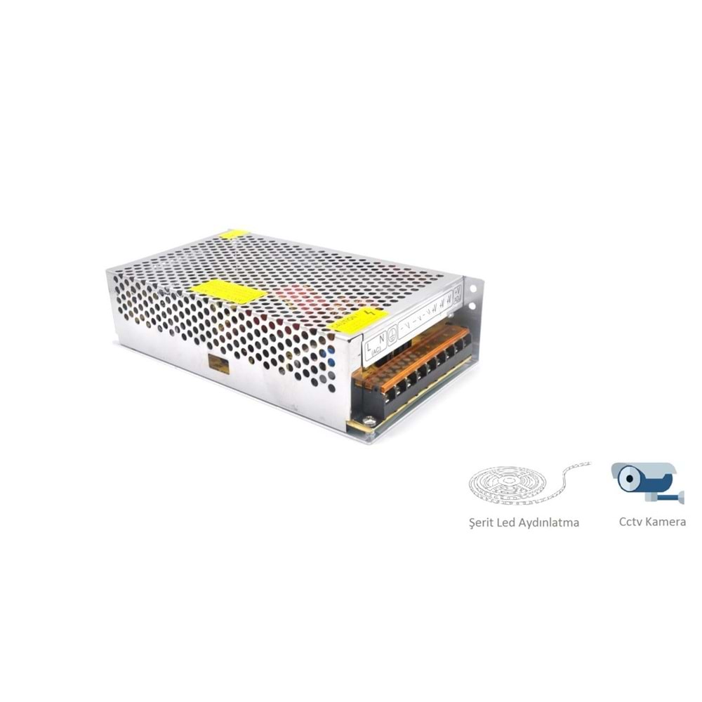 Compaxe CMA24-240 Led Aydınlatma Cctv Kamera Adaptörü...240W 24V 10A Kamera Güç Kaynağı Sağlam Metal Kasalı Yüksek Verimli Kamera Şerit Led Işık Adaptörü