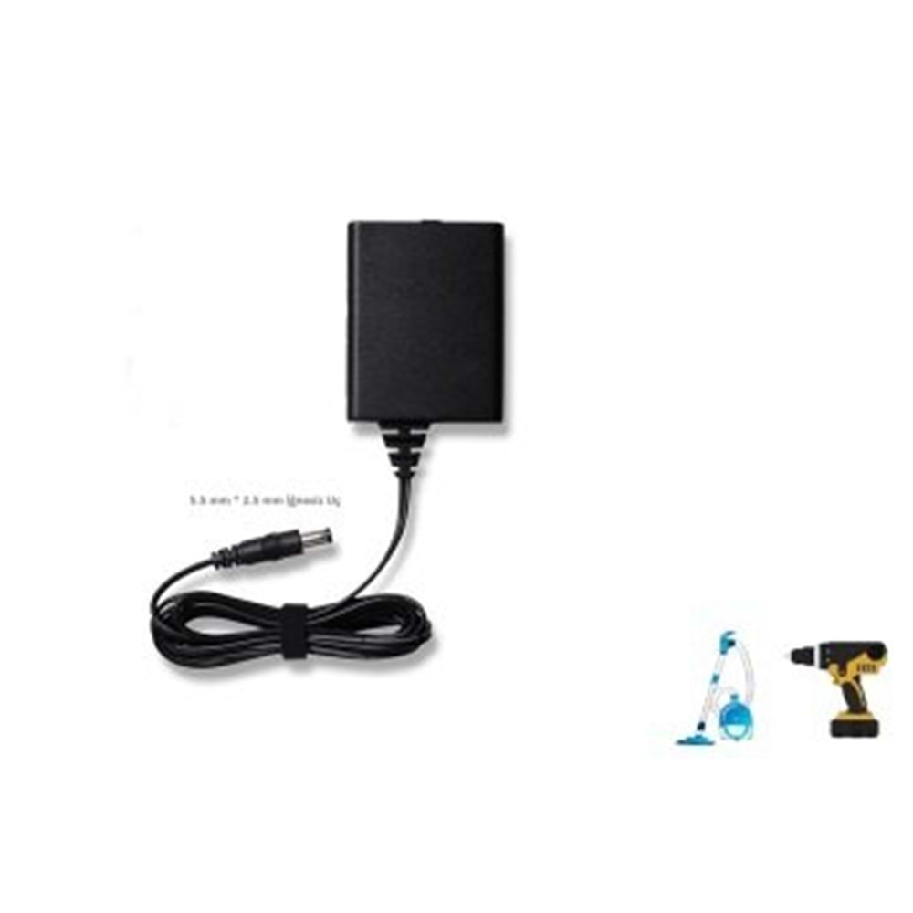 Compaxe CPA-152 Şarjlı Matkap Şarjlı Süpürge Adaptörü...15V 200MA Adaptör 5.5 * 2.5 İğnesiz Yuvarlak Uçlu Yüksek Verimli Minimal Tasarımlı Şarjlı Süpürge Şarjlı Matkap Adaptörü