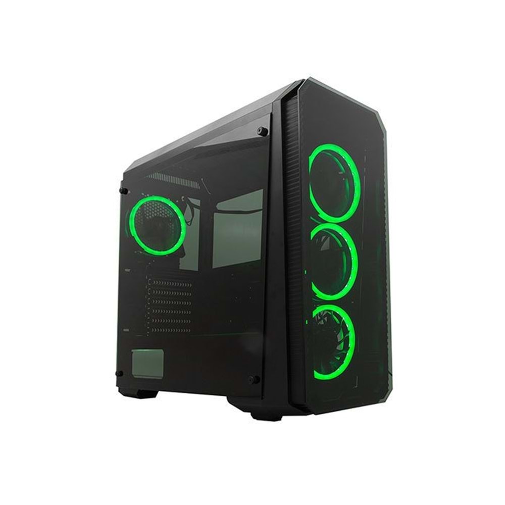 Rampage Falcon-X Siyah Usb3.0 4* Sese Duyarlı RGB Fan Temperli Cam Gaming Kasa