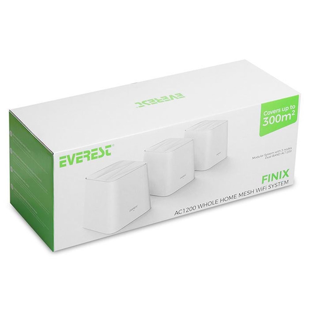 Everest FINIX MW3-3P Kablosuz Mesh WiFi AC1200 Dual Band Gigabit Router - 3'Lü