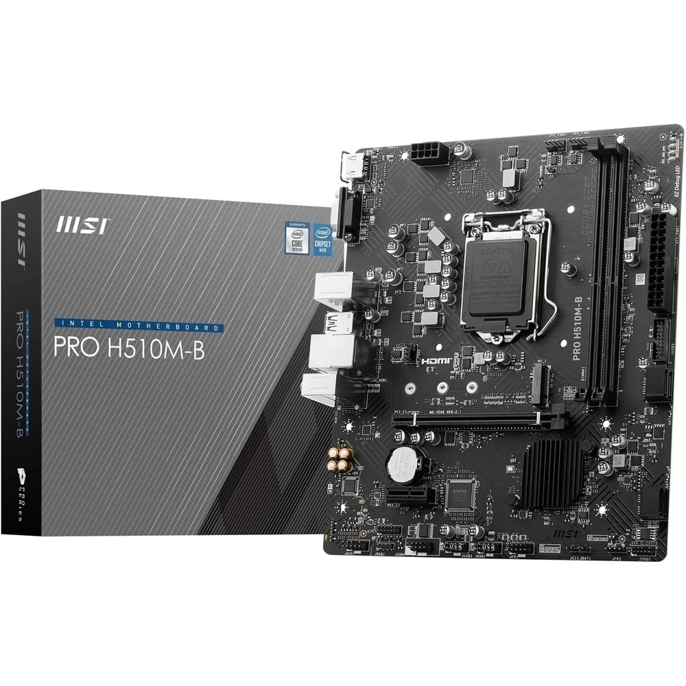MSI PRO H510M-B 1200 DDR4 2933MH -YALNIZCA 10. NESİL İŞLEMCİ M.2 USB3.2 1x 1G LAN Matx