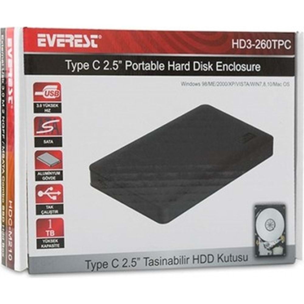 Everest HD3-260TPC Harici 2.5'' Type C Hdd Kutusu