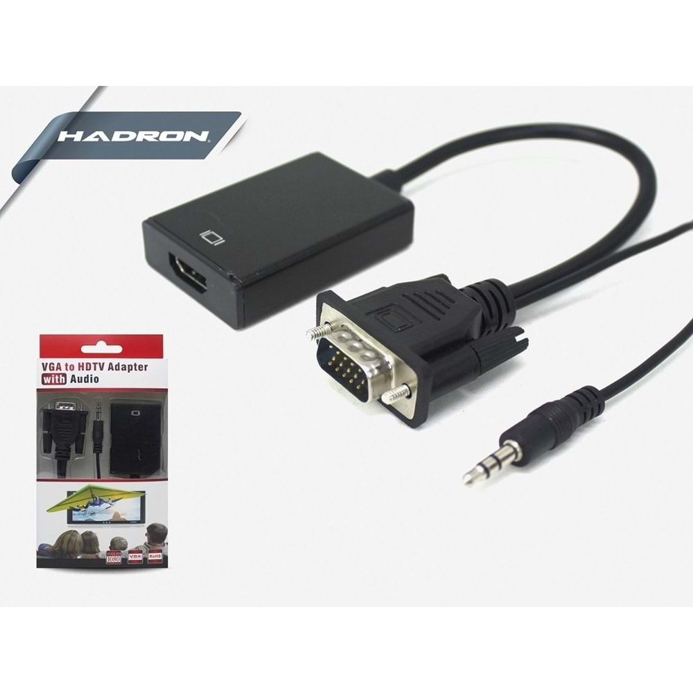 Vga Hdmi Dönüştürücü - Hadron HD4458 Vga to Hdmi + Audio Çevirici Adaptör