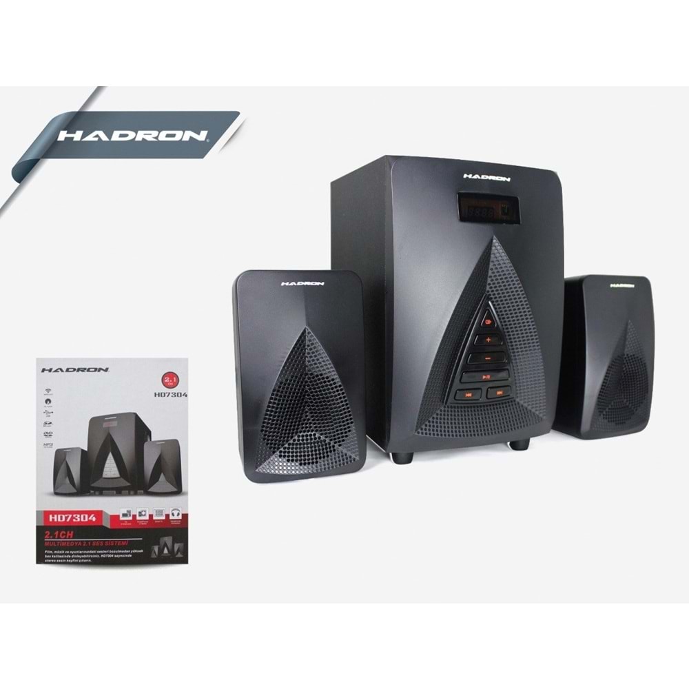 HADRON SPEAKER 2.1 USB FM BT TF HD7304/4 ANFİ 16*25*20 SPKR 9*16*9 KUMANDALI