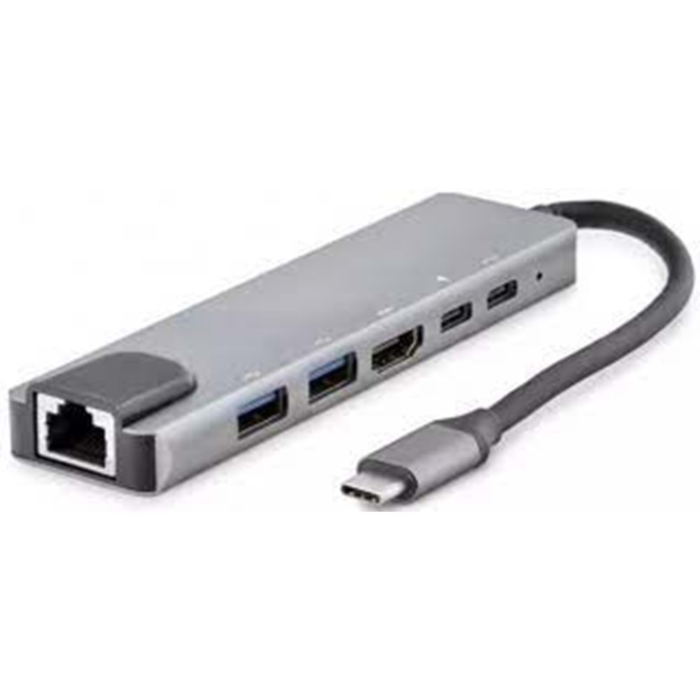 HADRON HDX7791 ÇEVİRİCİ TYPE-C TO 3.0 6 IN 1 USB + HDTV 4K