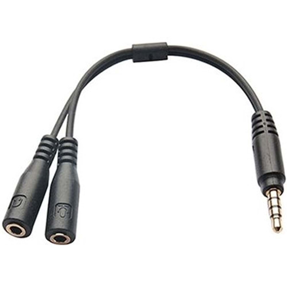 Hytech HY-X77 Siyah Audio + Mic to 3,5mm 0.15m Kulaklık Çevirici