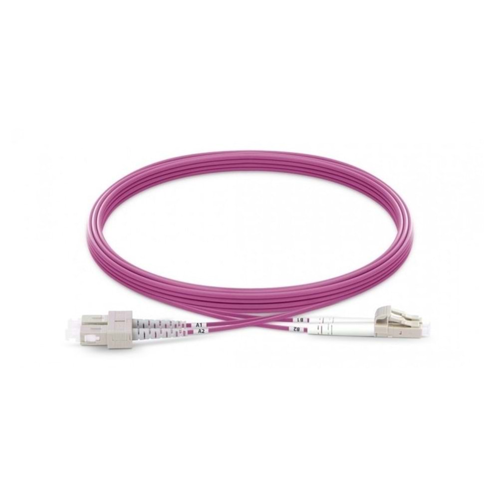 Samm Lc Sc Om4 Duplex Multi Mode Fiber Optik Patch Kablo - 2 Mt