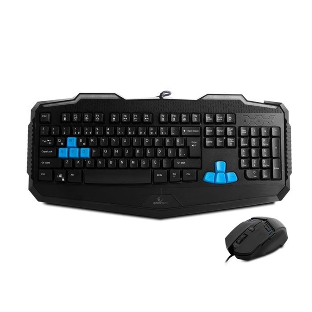 Rampage KM-R10 Siyah 3 Farklı Ledli Gaming Klavye + Mouse