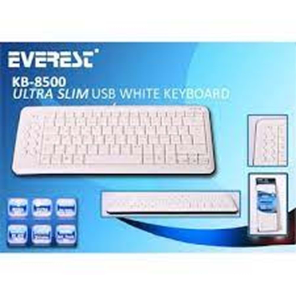Everest KB-8500 Beyaz USB Q Multimedia Klavye
