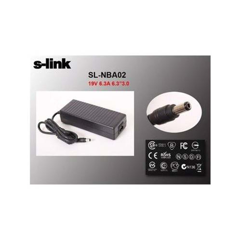 S-link SL-NBA02 Toshiba Notebook Standart Adaptör 120W 19V 6.3A 6.3x3.0