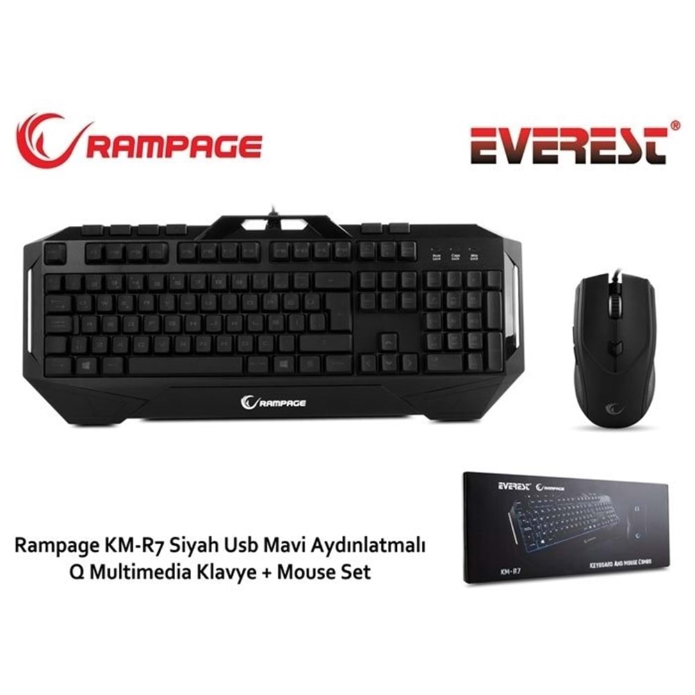 Everest Rampage KM-R7 Aydınlatmalı Oyuncu Q Klavye + Mouse Set