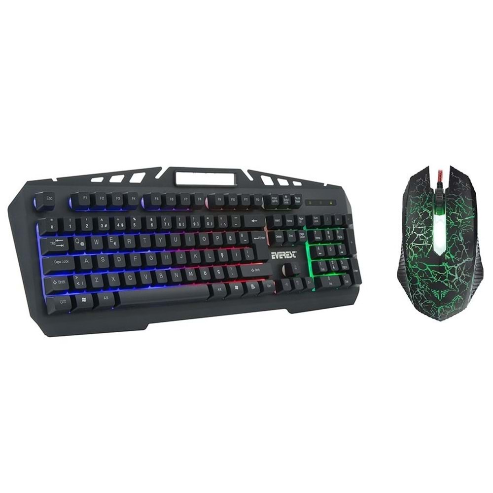 Everest KMX-99 Gökkuşağı Aydınlatmalı Oyuncu Klavye + Mouse Set