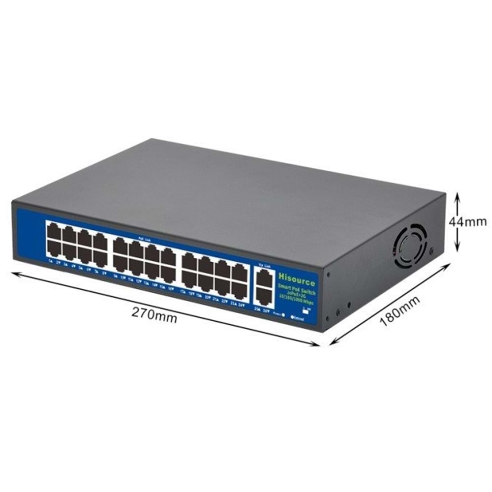 KARER 24PORT 2 UPLİNK GİGABİT 250m Long DistancePOE Switch (Built-in)