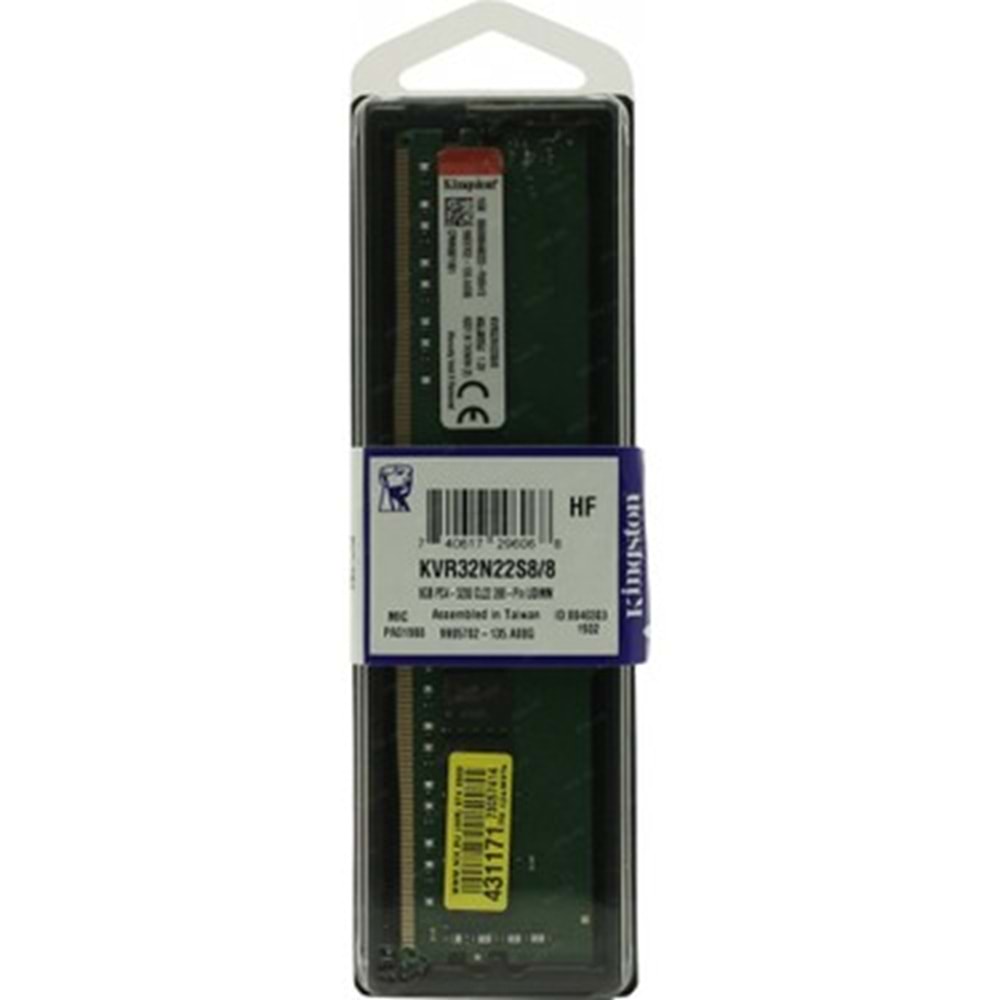 Kingston 8 GB 3200 MHz CL22 KVR32N22S8/8 DDR4 Ram