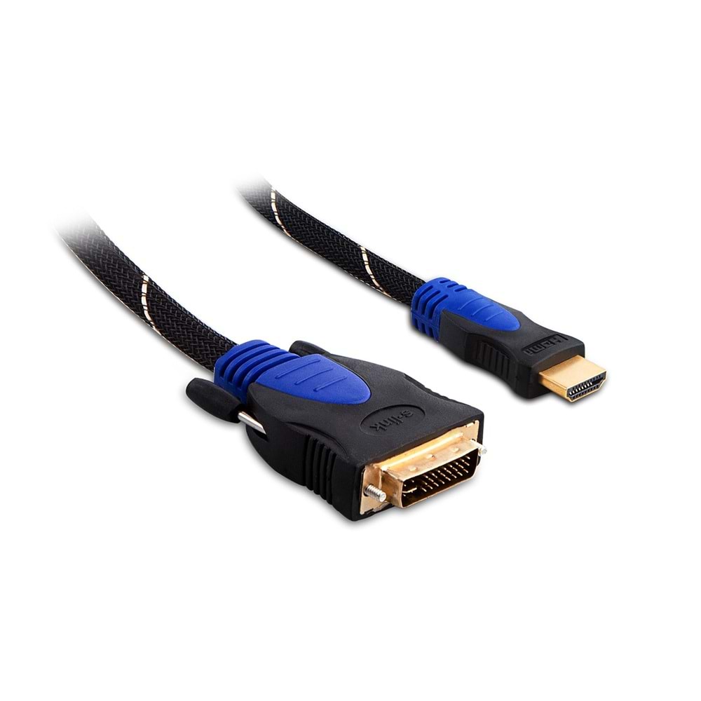 S-link SLX-313 HDMI/DVI 24+1 M 3m Altın Uçlu 24K + Kor.Kılıf Kablo