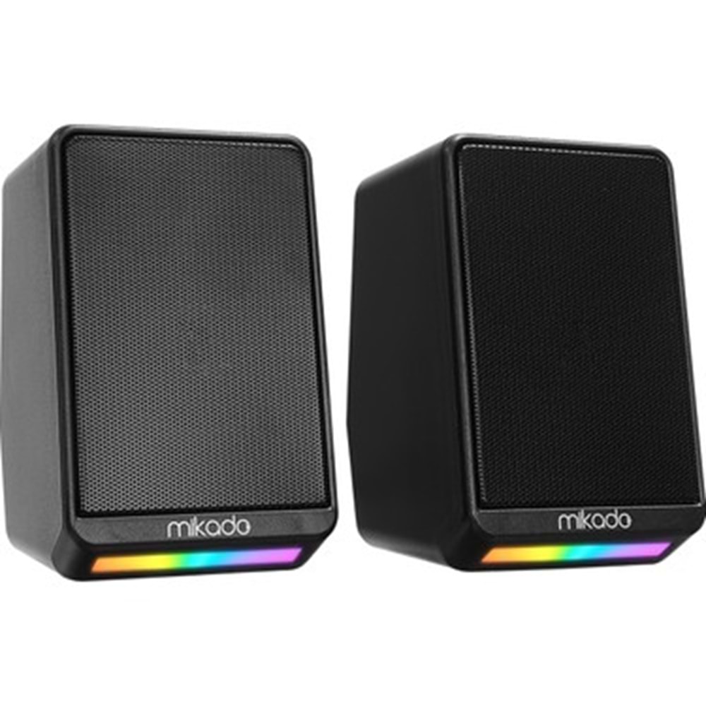 Mikado MD-178 2.0 3W*2 Siyah RGB Aydınlatmalı USB + 3.5mm 5V Speaker