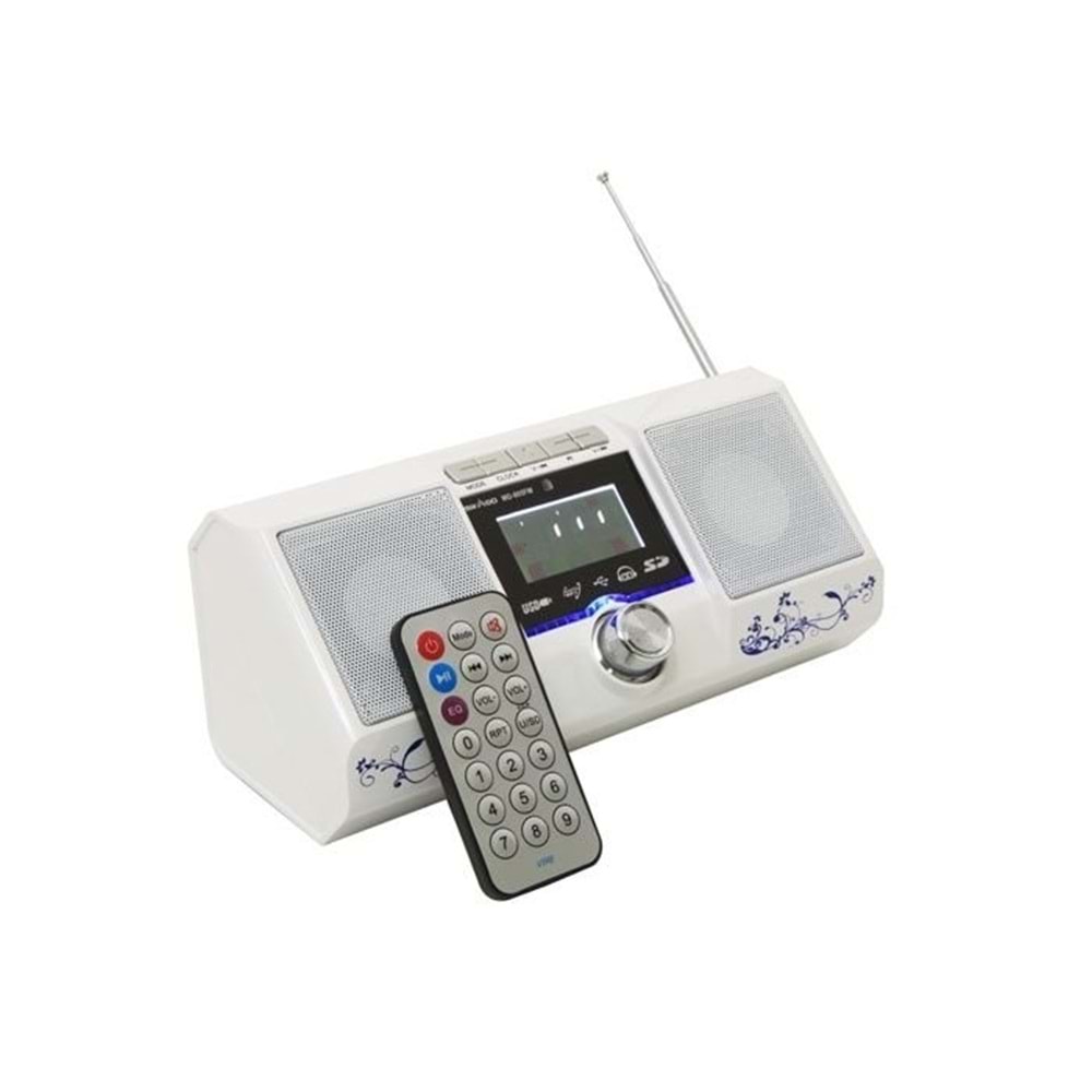 Mikado MD-805FM Beyaz Usb+SD+Fm LCD Ekran Müzik Kutusu BATARYASI BİTİK!!