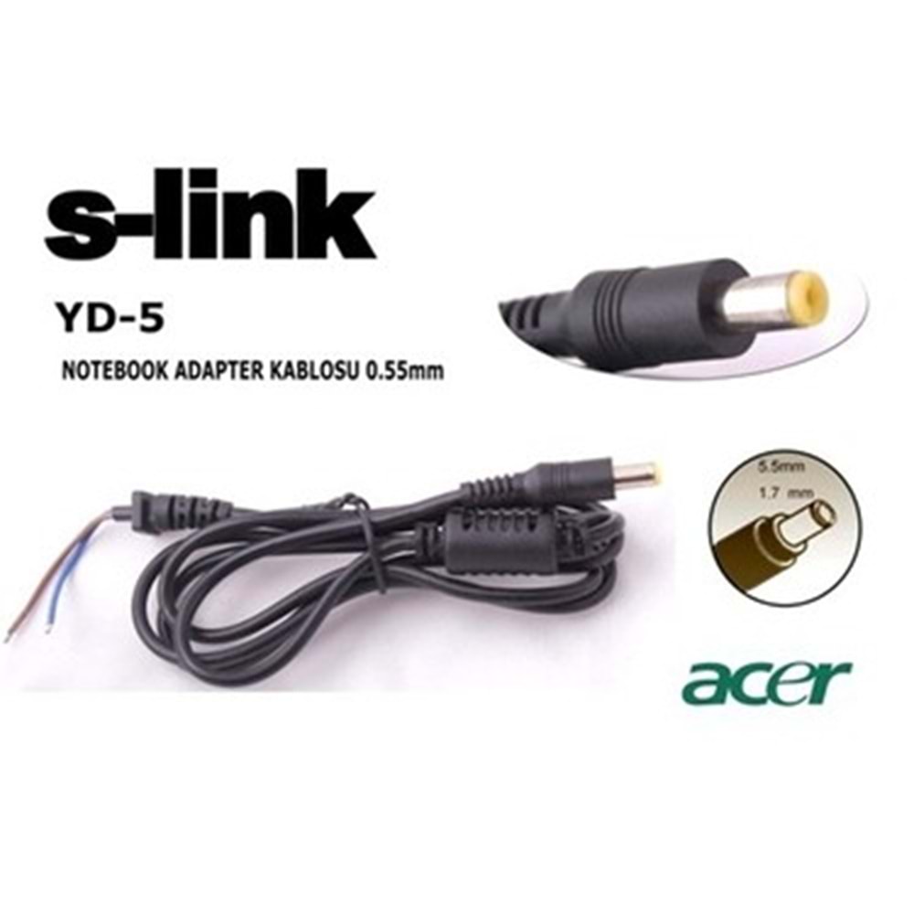 S-link YD-5 1.2m (5,5*1,7) Notebook Adaptör Kablo
