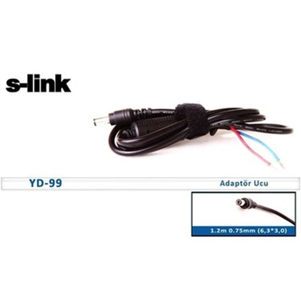 S-link YD-99 1.2m 0.75mm (6,3*3,0) Notebook Adaptör Kablo