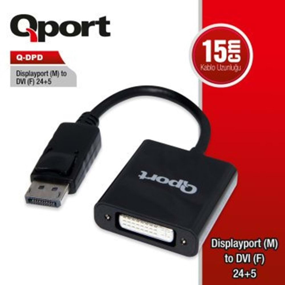 QPORT Q-DPD DISPLAYPORT(M) TO DVI(F) 24+5 CONVERTER(ÇEVİRİCİ DÖNÜŞTÜRÜCÜ)