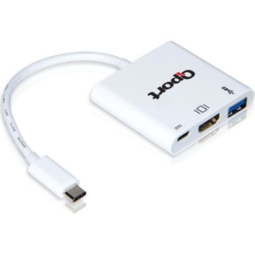 QPORT Q-TH03 TYPE-C TO HDMI 4K(3840*2160) +USB 3.0+TYPE-C (F) 4K ÇEVİRİCİ CONVERTER