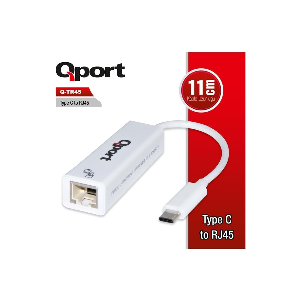 QPORT Q-TR45 TYPE-C TO RJ45 (GİGABİT)NETWORK ÇEVİRİCİ
