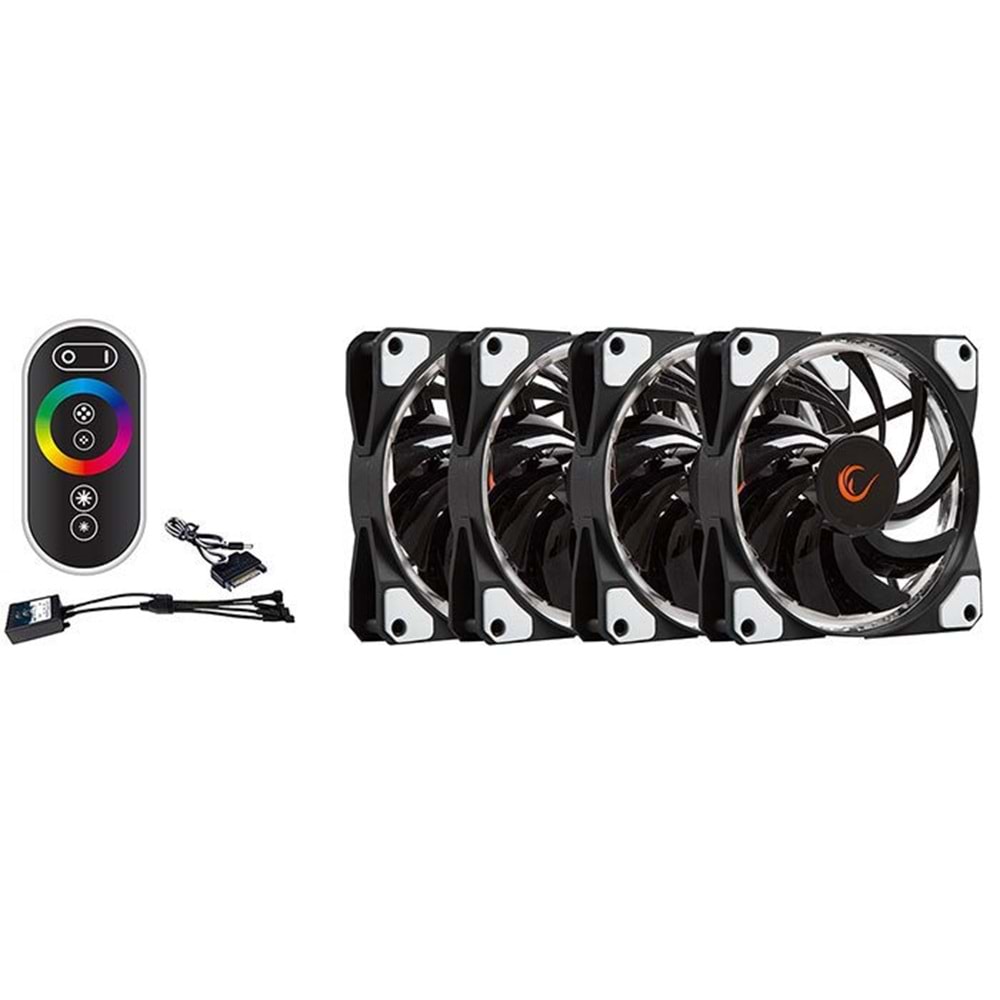 Rampage RB-K6 120*120*25mm RGB Kumandalı 4lü Kasa Fan Seti