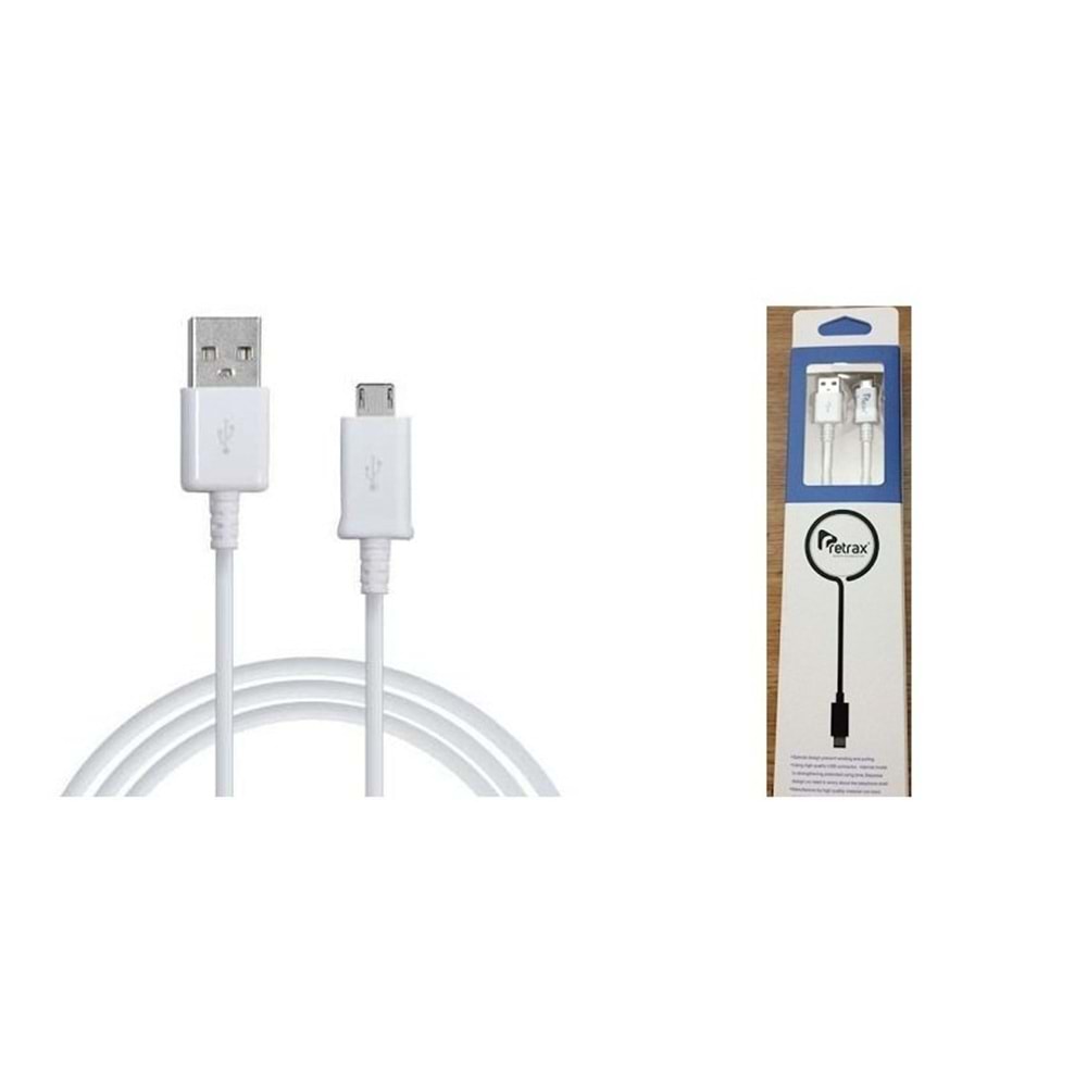 Hadron Retrax 3mt Android Şarj Kablosu - Beyaz Renk Micro Usb Şarj Kablosu