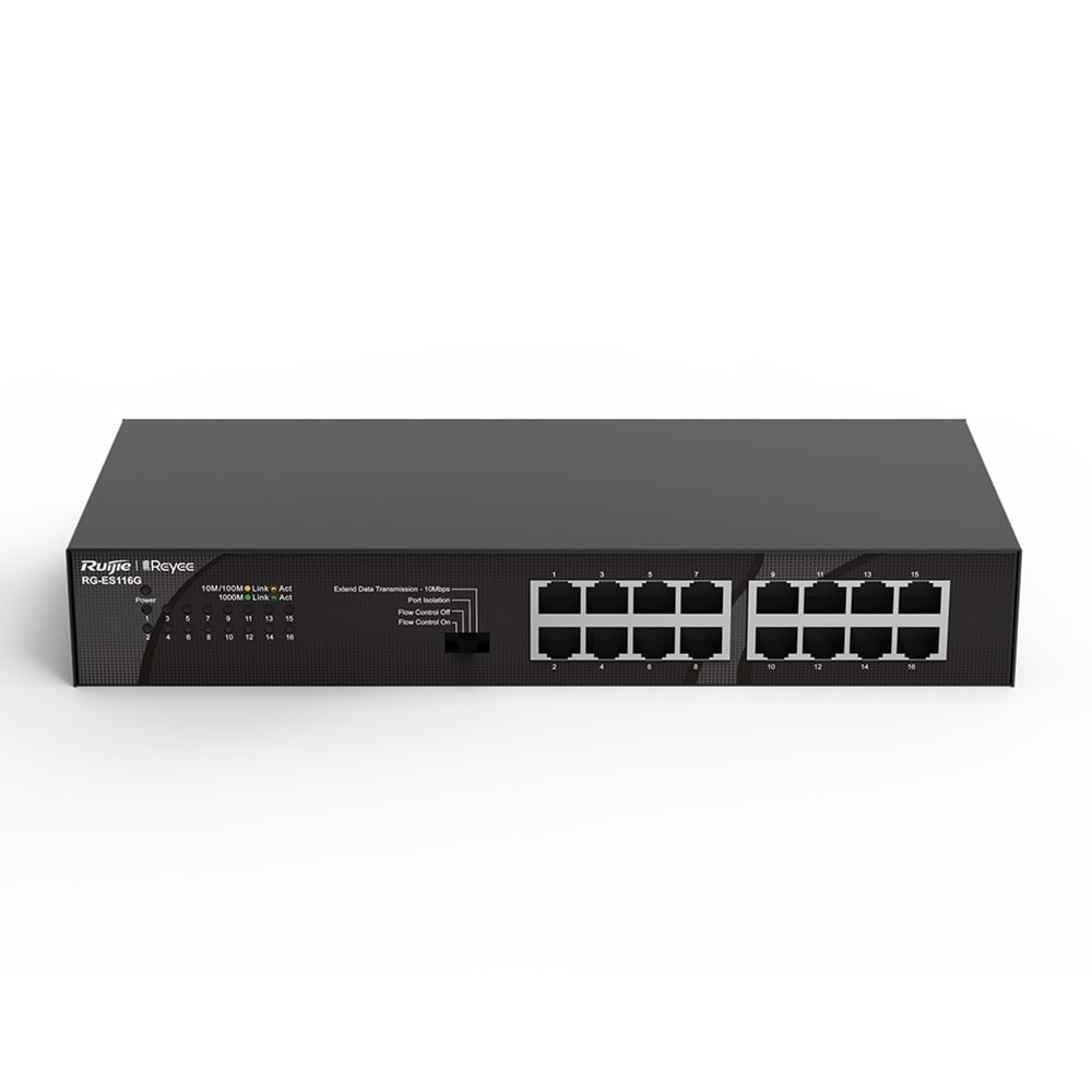 Reyee RG-ES106D-P 6 Portlu, 10/100 Fast Ethernet, Tak Çalıştır Switch, 2 Fast Ethernet Uplink, 4 Port PoE+ (58W)