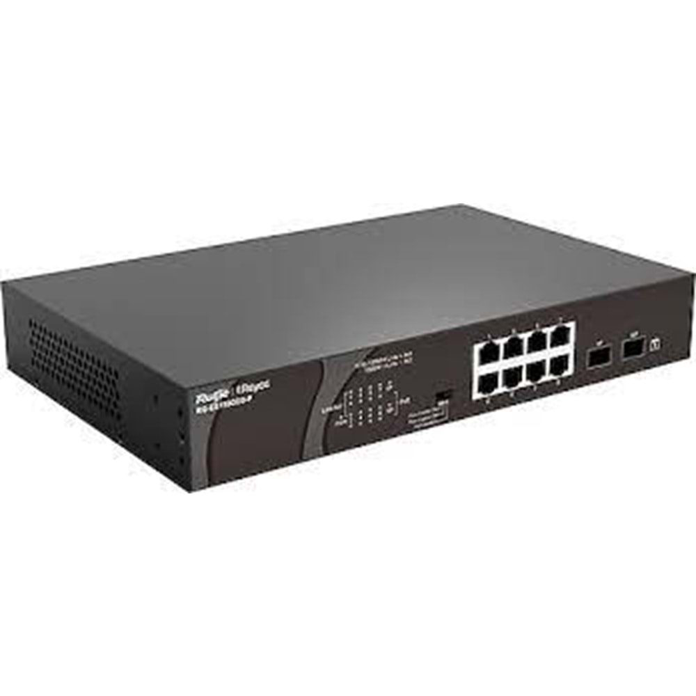 Reyee RG-ES110GDS-P 8 Portlu, 10/100/1000 Gigabit, Tak Çalıştır Switch, 2 SFP, 8 Port PoE+ (120W)