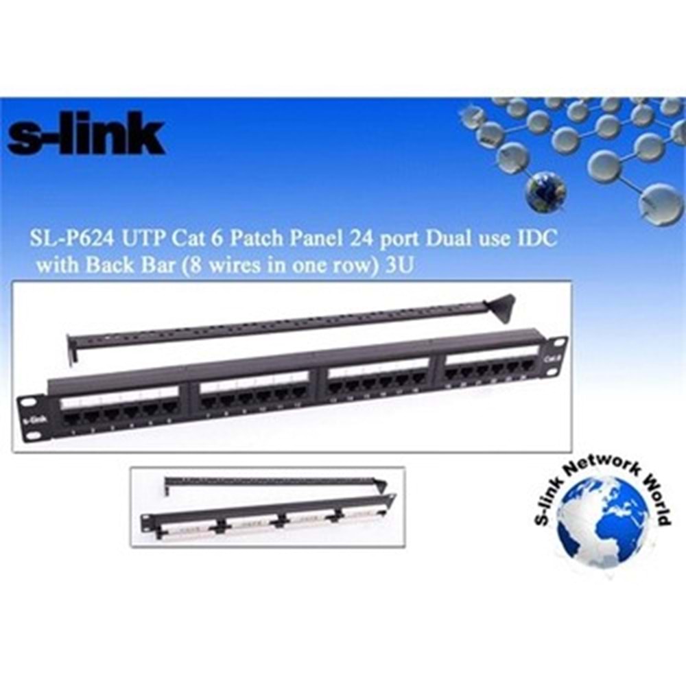 S-Link SL-F624 24 Lü UTP CAT6 Patch Panel