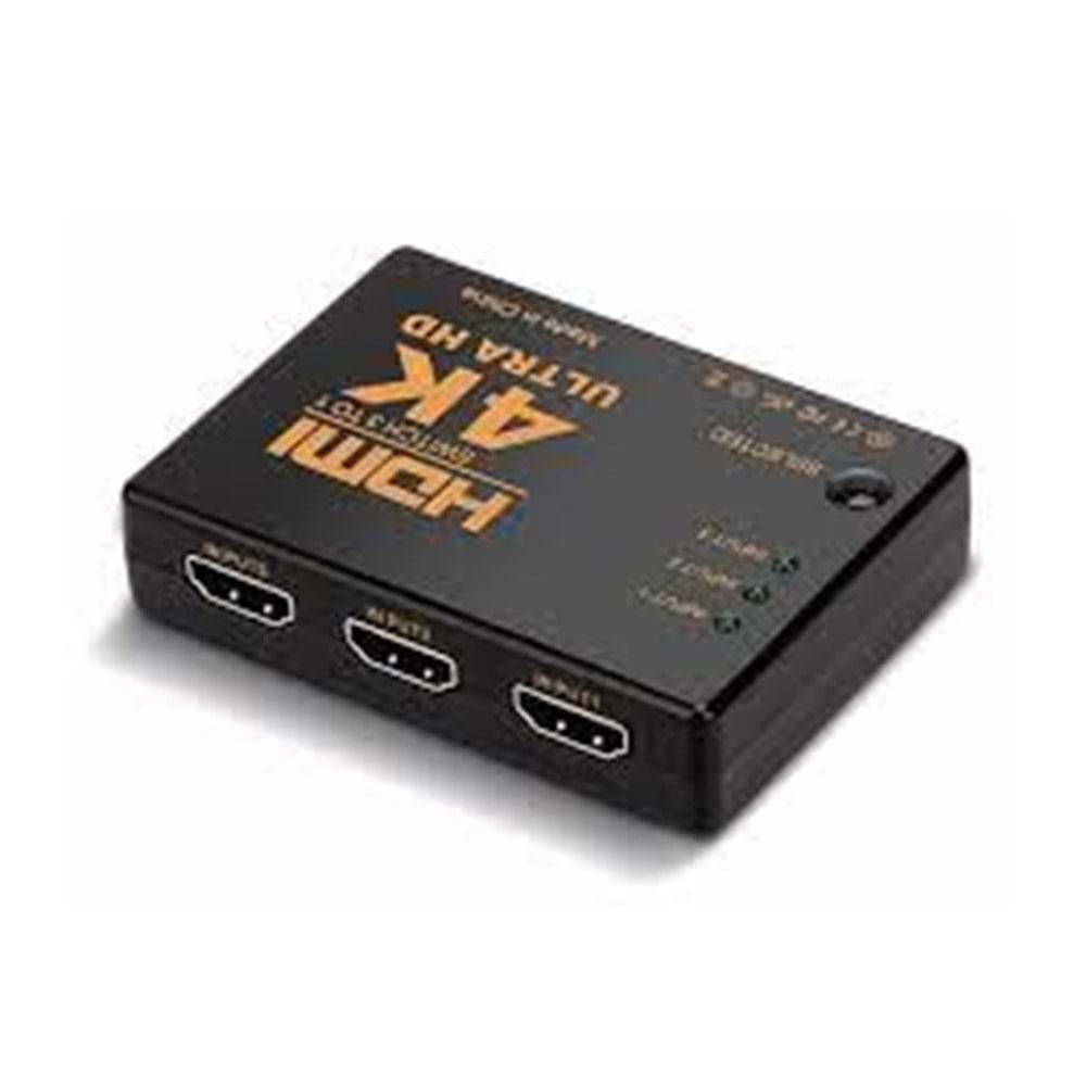 3 Giriş 1 Çıkış Hdmi Switch S-link SL-HSW4K33 Hdmi 3 to 1 Kumandalı Adaptör Destekli