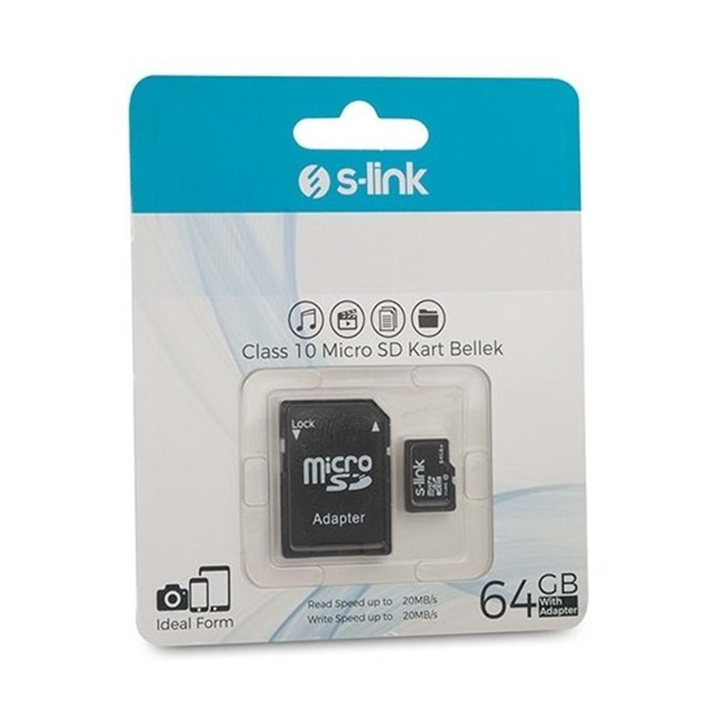 S-link 64GB Micro SD Kart - S-link SL-MC64 64GB Class10 Micro SD Kart Bellek